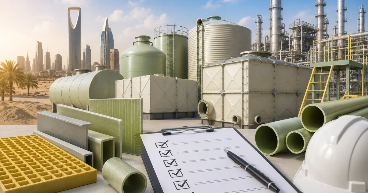 FRP Supplier in Saudi Arabia for Industrial Tanks, Pipes and Grating