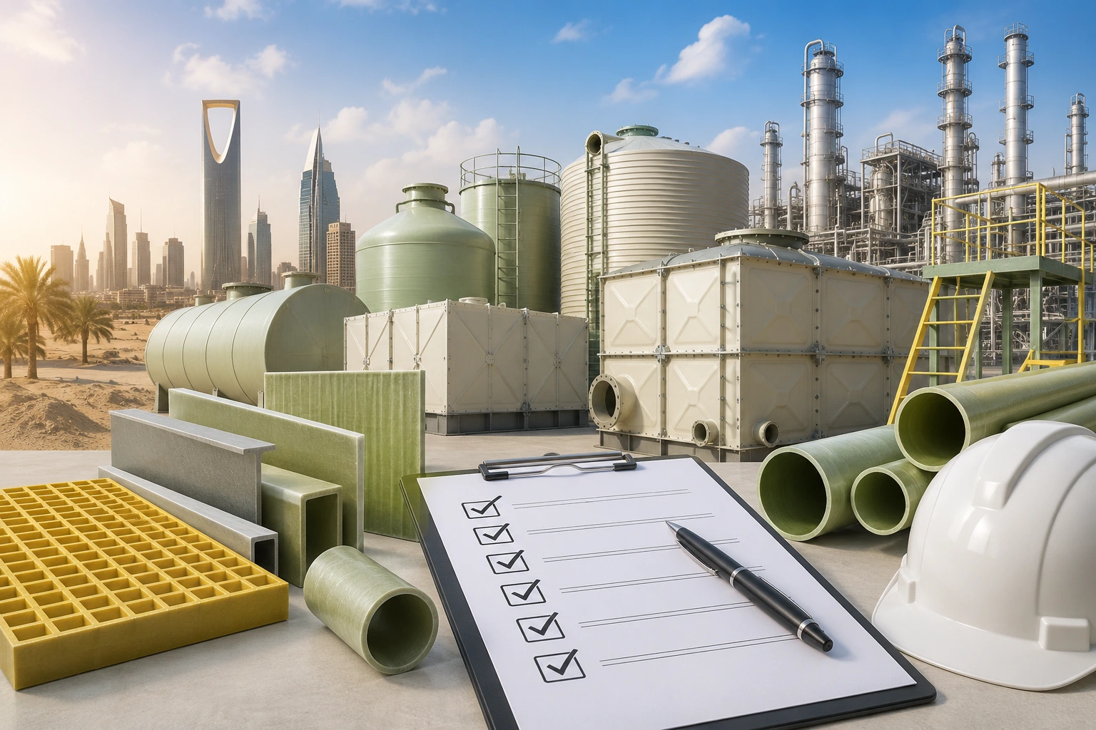 FRP Supplier in Saudi Arabia for Industrial Tanks, Pipes and Grating